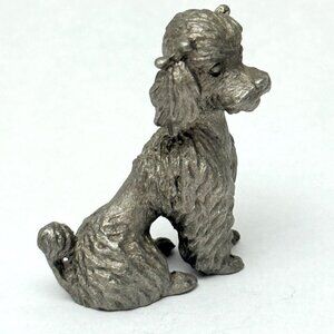 Spoontiques Vintage Pewter Poodle Figurine Miniature 1.5" High Collectible Decor